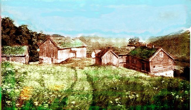 62Haugen2.jpg - Haugen, gnr. 62 i Markane  slik det s ut p begynnelsen av 1900-tallet. - The Haugen farm in Markane, Innvik Parish in the early part of 1900.